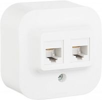 Розетка компьютерная накладная Legrand Quteo 2-м. RJ45+RJ45 5e белый картинка